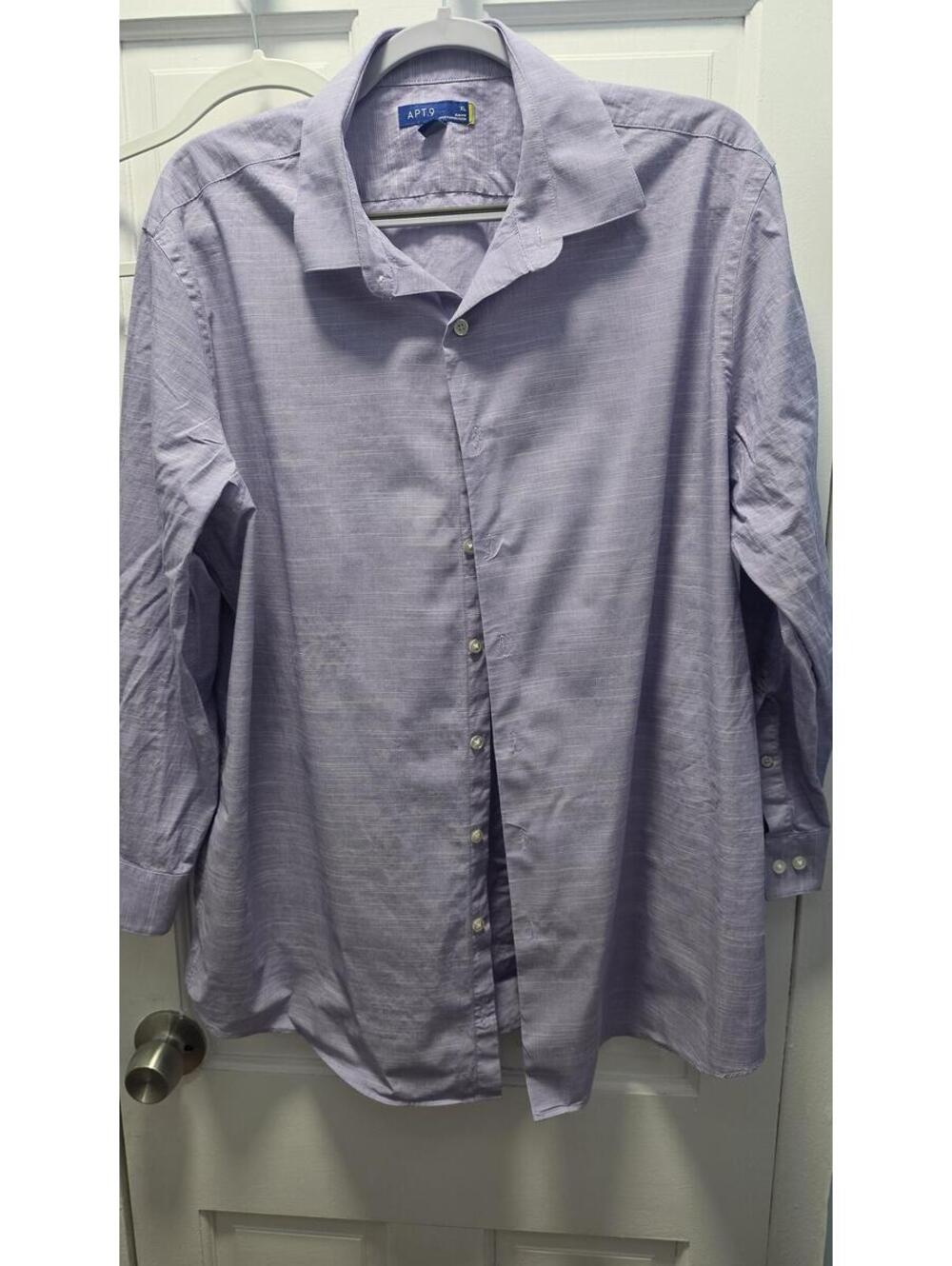 Apt. 9 Slim Fit Lavender Purple Button Front Dress Shirt Men's XL Cotton Spandex